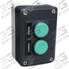 SCHNEIDER Control Station: (2) Push Buttons, 0 Pilot Lights, 2NO, For/Rev, (2) Push Buttons (MPN XALD251H29H7). Key specifications — Brand: SCHNEIDER; Operator Legend: For/Rev; Operator Color: (2) Green; Operator Configuration: (2) Push Buttons; Environments & Applications: Oil- & Dust-Tight; Operator Configuration Type: (2) Push Buttons.