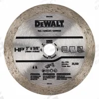 DEWALT Diamond Saw Blade: Ceramic/Granite/Marble/Porcelain/Stone, 3 in Blade Dia., 3/8 in Arbor Size (MPN DW47350). Key specifications — attr1097734: Dry; attr1097738: Circular Saw; attr1097751: DEWALT.
