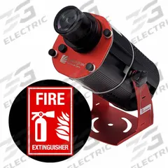 LASERGLOW TECHNOLOGIES Fixed Image Projector: Projector, Lens and Image Template, Fire Extinguisher (MPN HSV8F129X). Key specifications — Brand: LASERGLOW TECHNOLOGIES; Includes: Mounting Brackets; Laser Color: White; Watts: 80 W; Legend/Background Color: Fire Extinguisher; Manufacturer Part Number: HSV8F129X; Product Type: Projector, Lens and Image Template.