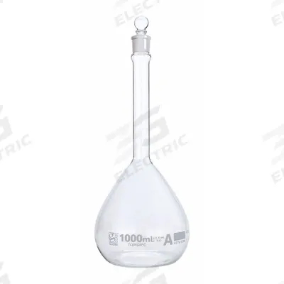 GLOBE SCIENTIFIC Volumetric Flask: 1 L, Colorless, A, 0.30 mL, Includes Closure - Glass Volumetric Flasks