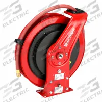 Spring Return Hose Reel: 25 ft (3/4 in I.D.), 3/4 in MNPT, 250 psi Max Op Pressure, Black/Red (MPN RS7925 OLP). Key specifications — Reel Color: Black; Hose Capacity: 25 ft (3/4 in I.D.); Overall Dimensions: 19-3/4 in L x 7 in W x 20-1/4 in H; Swivel Material: Nickel Plated Steel; Hose End Configuration: 3/4 in MNPT; Brand: REELCRAFT.