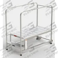 EGA Mobile Work Platform: 1.7 ft Platform Ht - Max, 24 in x 49 in, Aluminum, 300 lb Load Capacity (MPN A003H). Key specifications — Folding: Not Foldable; Mobility: Rolling; Use Location: Indoor; Brand: EGA; Color: Silver; Height Adjustability: Fixed Height; Includes Handrails: Handrails Included; Locking Mechanism: No Locking Mechanism.