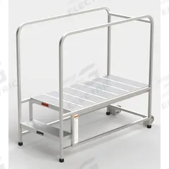 EGA Mobile Work Platform: 1.7 ft Platform Ht - Max, 24 in x 49 in, Aluminum, 300 lb Load Capacity (MPN A003H). Key specifications — Folding: Not Foldable; Mobility: Rolling; Use Location: Indoor; Brand: EGA; Color: Silver; Height Adjustability: Fixed Height; Includes Handrails: Handrails Included; Locking Mechanism: No Locking Mechanism.