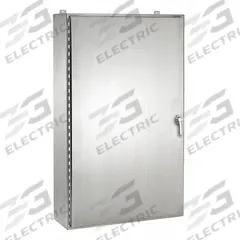 HOFFMAN Enclosure: 304 Stainless Steel, 36 in x 30 in x 12 in, NEMA 12/3R/4/4X, Solid Cover, Hinged (MPN A36H3012SSLP3PT). Key specifications — Brand: HOFFMAN; Closure Method: Handle; Enclosure Material: 304 Stainless Steel; Knockouts: Not Included.
