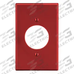 HUBBELL Wall Plate: Single Circular Opening, 1 Gang, Red, Std Size (MPN P720R). Key specifications — Brand: HUBBELL; Material: Polycarbonate.
