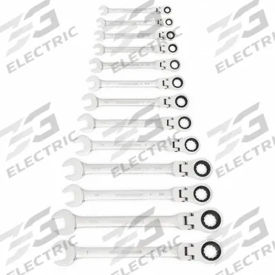 GEARWRENCH Combination Ratcheting Wrench Set: Alloy Steel, Full Polish Chrome, 13 Tools - SAE 12-Point Ratcheting Combination Wrench Sets