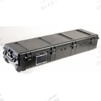 PELICAN Protective Case: 15 5/8 in x 54 5/8 in x 8 5/8 in, No Foam, Black, 4 Wheels, 36 lb Wt (MPN 1770NF). Key specifications — Brand: PELICAN; Material: Plastic; Closure Type: Padlock.