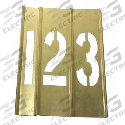 APPROVED VENDOR Stencil Set: 0 to 9/Dash (-)/Period (.), 3 in Character Ht, Brass - Brass Interlocking Stencil Sets