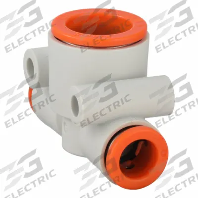 SMC Push-Fit Tee Fitting: 5/16 in OD x 5/16 in OD x 1/2 in OD Size - Polybutylene & Brass Tube Fittings