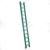 WERNER Extension Ladder: 24 ft Ladder Size, Fiberglass, 225 lb Load Capacity, 39 lb Wt, 2 Sections (MPN D5924-2). Key specifications — Color: Green; Brand: WERNER; Included Features: Mar-Resistant End Caps; Removable Fly: Removable.