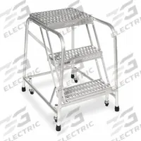 COTTERMAN Rolling Ladder: 3.3 ft Platform Ht, Assembled, Aluminum, Wt-Actuated, Serrated (MPN A4N2630A3B3C50P6). Key specifications — Includes Handrails: Handrails Not Included; Material: Aluminum; Brand: COTTERMAN; Color: Gray.