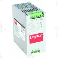 DAYTON DC Power Supply: DIN Rail, 240 W Output Power - Rated, 10 A Current - Output, Single Phase (MPN 33NT13). Key specifications — attr1044898: Single; attr1044874: Metal; attr1044879: 90 to 264V AC; attr211400: DAYTON.