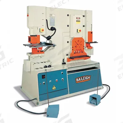 BAILEIGH INDUSTRIAL Ironworker: 230V AC /Three-Phase, 3 Stations, 123 Tonf Hydraulic Force - Hydraulic Ironworkers