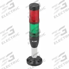 EATON Tower Light Assembly: 2 Tier, Green/Red, No Sounder Tier, 3 1/2 in Overall Ht, Steady (MPN SL4-100-L-RG-24LED). Key specifications — Manufacturer Part Number: SL4-100-L-RG-24LED; Brand: EATON; Operating Voltage: 24V AC/DC; Light Tier Color: Green.