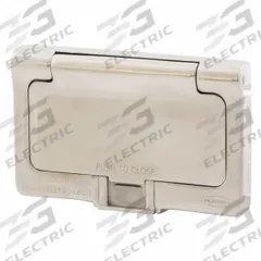HUBBELL Wall Plate: Weatherproof-Covered Outlet, 1 Gang, Silver, Std Size (MPN HBLSS264X). Key specifications — Brand: HUBBELL; Material: Stainless Steel.
