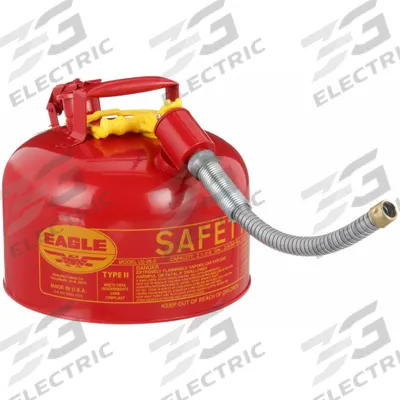 EAGLE Type II Safety Can: For Use With Flammables, 2 1/2 gal Capacity, Includes 7/8 in OD Hose - Flammable Liquids Safety Cans