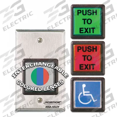 SECURITRON Exit Push Button: 4 1/2 in Ht, 5/8 in Dp, 2 3/4 in Wd, ADA Compliant - Push-to-Exit Buttons