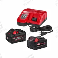 MILWAUKEE Battery Starter Kit: M18™, 5 Ah_8 Ah, 2 Batteries Included, Charger Included, 18V DC (MPN 48-59-1881, 48-11-1850). Key specifications — attr1278107: Oil-Resistant.