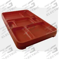 ROCK Food Tray: 14 1/4 in Overall Lg, 9 1/2 in Overall Wd, Terra Cotta, 7 Compartments, Terra Cotta (MPN 2500TC). Key specifications — Brand: ROCK; Color: Terra Cotta; NSF Certified: No.