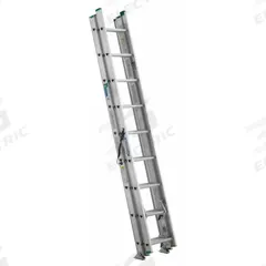 WERNER Extension Ladder: 24 ft Ladder Size, Aluminum, 225 lb Load Capacity, 46 lb Wt, 3 Sections (MPN D1224-3). Key specifications — Color: Silver; Brand: WERNER; Included Features: Mar-Resistant End Caps; Removable Fly: Removable.