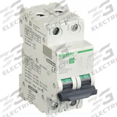 SCHNEIDER IEC Supplementary Protector: 25 A Amps, 500V DC, 5kA at 250V DC, Screw Clamp, C60H-DC, C (MPN M9U21225). Key specifications — Terminal Connection: Screw Clamp; AC Voltage Rating: Not Rated; Curve Type: C; DC Voltage Rating: 500V DC; Max. AIR Rating: 5kA at 250V DC; Series: C60H-DC; Brand: SCHNEIDER.