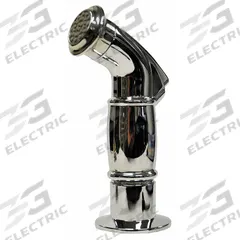 DANCO Kitchen Sprayer: Plastic, Chrome, 3 1/2 in Overall Lg, 1/2" Connection Size, NPSM, Guide (MPN 9D00010334). Key specifications — Inlet Connection Type: NPSM; Brand: DANCO; Connection Size: 1/2"; Color/Finish: Chrome; Includes: Guide; Material: Plastic; Product Type: Kitchen Sprayer.