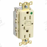 HUBBELL GFCI Receptacle: Hospital Grade Fed. Spec., Decorator Duplex, 5-15R, Ivory, GFCI, 125V AC (MPN SNAPGF82I)