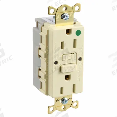 HUBBELL GFCI Receptacle: Hospital Grade Fed. Spec., Decorator Duplex, 5-15R, Ivory, GFCI - General Purpose Receptacles