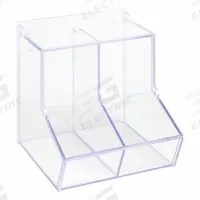 Lab Bulk Bin: 8 1/2 in Overall Wd, 9 in Overall Ht, 8 3/4 in Overall Lg, PETG, Clear, 2 Compartments (MPN BLKBNLDDBL4-M). Key specifications — Material: PETG; Mounting Location: Wall; Color: Clear; Product Type: Bulk Bin; Total Holding Capacity: Misc Lab Supplies; Brand: POLTEX.