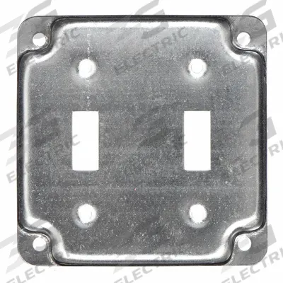 RACO Electrical Box Cover: 2 Gangs, Crushed Corner, For Square Box Shape - Galvanized Electrical Box Covers