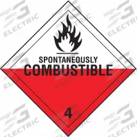 BRADY DOT Container Placard: Spontaneously Combustible, 10 3/4 in x 10 3/4 in, 10 3/4 in Label Ht (MPN 63447). Key specifications — Brand: BRADY; Message: Spontaneously Combustible.