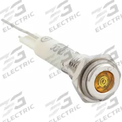 APPROVED VENDOR Flush Panel Light: 6 mm Panel Mounting Hole Dia, LED, Yellow, Flush Head, H06 (MPN 24M033). Key specifications — Brand: APPROVED VENDOR; Electrical Connection: Lead for Soldering.