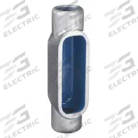 Conduit Outlet Body: Iron, 1 1/2 in Trade Size, C Body, 26.4 cu in Body Capacity, Threaded Hub (MPN C57). Key specifications — Finish: Zinc Plated with Powder Coated; For Use With: RMC; Brand: THOMAS & BETTS; Hub Style: Threaded.