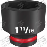 MILWAUKEE Standard Impact Socket: 3/4 in Drive Size, SAE, 1 11/16 in Socket Size, 6-Point, Std (MPN 49-66-6318). Key specifications — attr1215501: MILWAUKEE; attr1215515: Black Phosphate; attr1215518: 1-11/16 in.