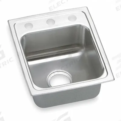 ELKAY Bar Sink: 17 1/2 in Overall Lg, 15 in Overall Wd, 7 1/2 in Bowl Dp, 12 in Bowl Lg - One-Bowl Counter-Mounted Kitchen & Bar Sinks without Faucets