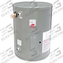 RHEEM Electric Water Heater: 120V AC, 15 gal, 2,000 W, Single Phase, 24.25 in Ht, 20 gph @ 40°F (MPN PROE15 1 RH POU). Key specifications — Phase: Single; Brand: RHEEM.