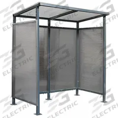 Smoking Shelter: Unassembled, 3 Sides, 77 in x 44 in x 84 in, Steel, Clear (MPN 49P403). Key specifications — Brand: APPROVED VENDOR; Frame Material: Steel; Finish: Powder-Coated.