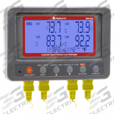 TRIPLETT Handheld Temperature Meters: -328°F to 2,498°F, TMDL400, Temp, 4 Probes Included - Temperature Data Loggers