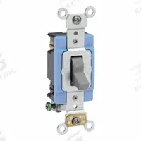 LEVITON Wall Switch: Toggle Switch, Double Pole, Maintained, Gray, 120/277V AC, 15 A (MPN 1202-2GY). Key specifications — Illuminated: No; Voltage Rating: 120/277V AC.