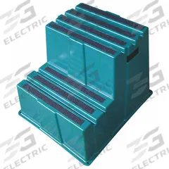APPROVED VENDOR Step Stool: 2 Steps, 1.6 ft Overall Ht, 500 lb Load Cap, Plastic, 1.6 ft Standing Ht (MPN 44ZJ61). Key specifications — Brand: APPROVED VENDOR; Color: Green; Includes: Replacement Foot Pads.
