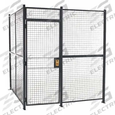 WIRECRAFTERS Woven Partition Cage: 8 ft W x 10 ft D 10 ft H, Gray, 3 Sides - WireCrafters Woven-Wire