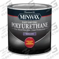 MINWAX Finish: Varnish, Interior, Oil, 0.5 pt Container Size, Wood, Satin, Clear, Clear (MPN 230104444). Key specifications — Brand: MINWAX; Transparency: Clear; Use Location: Interior; Sheen: Satin; Color: Clear; Resin Type: Polyurethane.