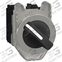 SCHNEIDER Selector Switch: 30 mm Panel Mounting Size, 2 Positions, Short Lever, 1NO/1NC, Metallic (MPN XB4FD25). Key specifications — AC Contact Rating: 6 A @ 120 V; Action: Maintained/Maintained; Cam: No Cam Included; DC Contact Rating: 0.27 A @ 250 V; Hazardous Location Specification: Not Rated; Operator Head Material: Plastic; Operator Head Type: Short-Handled Knob; Operator Illumination: Non-Illuminated.