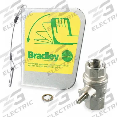 BRADLEY Ball Valve: S30-072, Compatible with Classic, Yellow, 1/2 in Inlet Pipe Size - Eyewash Activation Handles & On/Off Valves