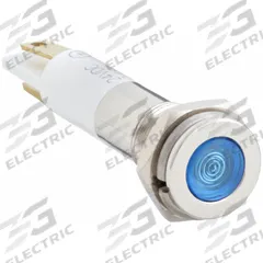 APPROVED VENDOR Flush Panel Light: 5/16 in Panel Mounting Hole Dia, LED, Blue, Flush Head, H08 (MPN 24M068). Key specifications — Brand: APPROVED VENDOR; Electrical Connection: 0.11 Male Quick Disconnect.