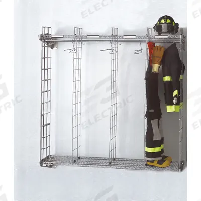 GROVES Turnout Gear Storage Rack: Wall Mount, 1 Sides, 16 Compartments, Zinc Chromate - Wall-Mount Turnout Gear Racks
