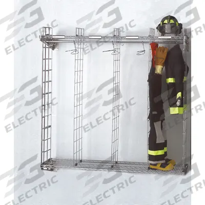GROVES Turnout Gear Storage Rack: Wall Mount, 1 Sides, 8 Compartments, Zinc Chromate - Wall-Mount Turnout Gear Racks