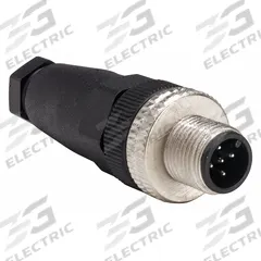 TELEMECANIQUE External Thread Connector: 5 Pin, M12 Male Thread, IP67, Screw Terminals, Straight (MPN XZCC12MDM50B). Key specifications — Connector Body Type: Pin; Brand: TELEMECANIQUE SENSORS; Voltage Rating: 36V DC; Thread Size: M12; Mounting Style: Male Thread; IP Rating: IP67; Housing Material: Plastic; Connector Orientation: Straight.