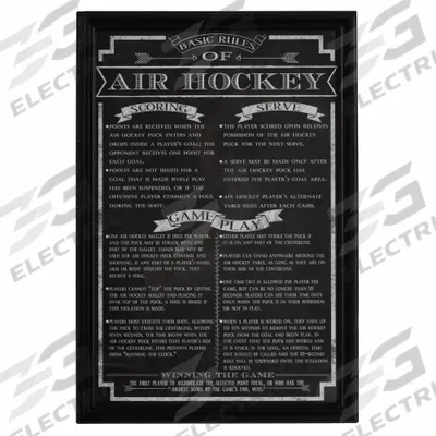 HATHAWAY Air Hockey Game Rules Wall Art: 18 in Overall Ht, 12 in Overall Wd, Wood