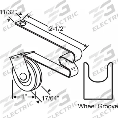APPROVED VENDOR Roller Assembly: Roller Assembly, 2 3/4 in Overall Ht, 2 1/2 in Overall Lg - Screen Door Hardware